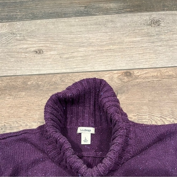 LL Bean Womens L Thick Chunky Speckled purple Knit Turtleneck Sweater vintage - Picture 2 of 6
